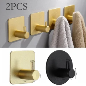 2pcs self adhesive wall hook multi purpose black gold hanging hooks for wall bathroom towel holder no drill bathroom organaizer
